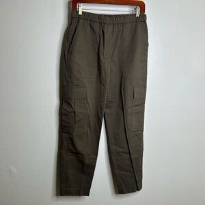 Theory Easy Cargo Chino Green Utility Style Straight Leg Pant Size Small